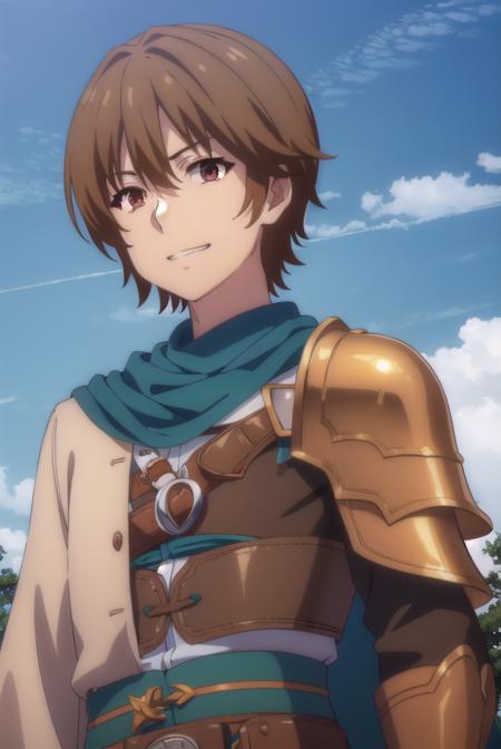 keyaru, <lora:keyaru s1-lora-nochekaiser:1>,
keyaru, short hair, (brown eyes:1.5), brown hair, male focus, smile, grin,
BREAK cape, armor,
BREAK outdoors, forest, nature, grass, trees, sun, sky, clouds,
BREAK looking at viewer, (cowboy shot:1.5),
BREAK <lyco:GoodHands-beta2:1>, (masterpiece:1.2), best quality, high resolution, unity 8k wallpaper, (illustration:0.8), (beautiful detailed eyes:1.6), extremely detailed face, perfect lighting, extremely detailed CG, (perfect hands, perfect anatomy),