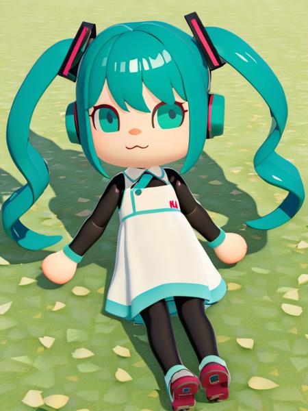 <lora:xl_Animal_Crossing_New_Horizons-000009:1>,chibi,1girl,solo,3d,solo,hatsune miku,on grass,, masterpiece, best quality,