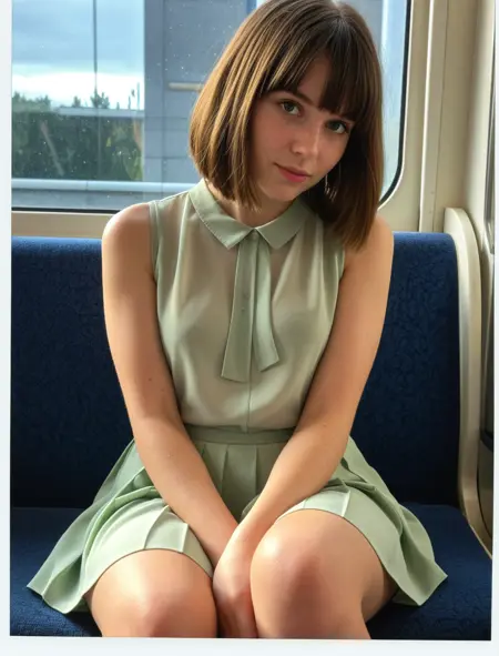 Girl Sitting in Train
