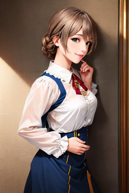 sakuramori kaori braid ahoge frills shirt long sleeves skirt