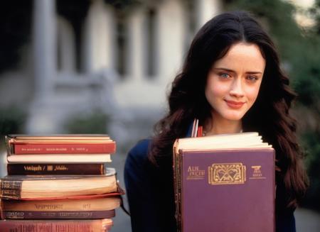 photograph portrait of happy roryg wearing school uniform holding books at camera, outside school, (cool midnight vibe:1.25), (hdr:1.25), (depth of field,:1.1) (intricate details:1.14), (hyperrealistic:1.16), (filmic:0.55), photograph, digital photography, vibrant color, Eos 1v, 85mm, Portra 400, depth of field, volumetric