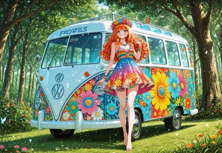 Hippie VW Microbus Illu V1