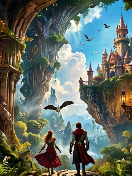 In the realm of High Fantasy, where imagination knows no bounds, fantastical scenes unfold in a tapestry of otherworldly wonders. Picture a world where the laws of physics yield to the whims of magic, and where reality itself is but a canvas for the extraordinary.
Imagine a sprawling landscape that defies logic and reason, where majestic castles perch atop colossal ships that sail through the skies as easily as a gull rides the wind. These floating fortresses, adorned with ornate spires and shimmering banners, evoke a sense of grandeur and majesty that is unmatched in any mortal realm.
Beneath these soaring vessels, the world unfolds in a panorama of breathtaking beauty and perilous adventure. Crystal-clear lakes reflect the vibrant hues of an ever-changing sky, while ancient forests whisper secrets long forgotten by time. Mountains rise like titans, their peaks lost in the ethereal mists that cloak the highest reaches of the realm.
Magical creatures, both wondrous and terrifying, roam the land. Dragons soar overhead, their majestic wings casting shadows that dance across the landscape. Unicorns prance through sun-dappled glades, their coats shimmering with an otherworldly glow. And in the depths of enchanted forests, mythical beasts slumber, waiting to be awakened by heroes bold enough to seek their ancient wisdom.
The cities of this realm are marvels of architectural splendor. Elaborate spires reach towards the heavens, their intricate designs a testament to the craftsmanship of a bygone era. Marketplaces bustle with traders hawking exotic wares from distant lands, while scholars and mages gather in arcane academies to unlock the mysteries of the cosmos.
But amidst the beauty and wonder, danger lurks in the shadows. Dark forces conspire in hidden strongholds, plotting to unleash chaos upon the world. Heroes and heroines rise to the challenge, wielding ancient relics and powerful spells in a battle for the fate of the realm.
In the realm of High Fantasy, where imagination knows no bounds, every corner holds a new adventure, and every moment is a chance to discover the extraordinary
