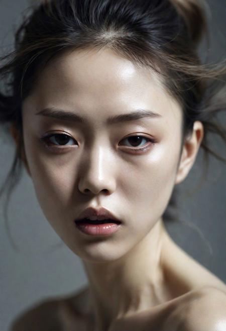 a blurry image of a woman, vogue cover, in the style of olivier valsecchi, lensbaby effect, miho hirano, intense emotional expression, minimalism with movement, leica i, gloomy --ar 73:110 --stylize 750 --v 6