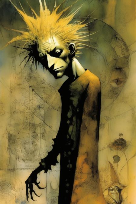 <lora:Dave McKean Style:1>Dave McKean Style - PROMPT or translation and artificial processing from Dave McKean's style memorable sandman cover illustrations mix of many of them according to Midjourney_masterpiece_