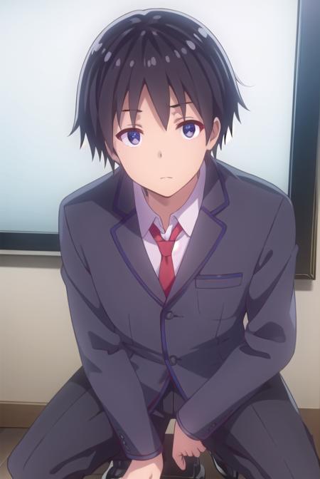 keikikiryuu, <lora:keiki kiryuu s1-lora-nochekaiser:1>,
keiki kiryuu, black hair, (black eyes:1.3), male focus,
BREAK school uniform, jacket, necktie, shoes, pants, red necktie,
BREAK indoors, classroom,
BREAK looking at viewer,
BREAK <lyco:GoodHands-beta2:1>, (masterpiece:1.2), best quality, high resolution, unity 8k wallpaper, (illustration:0.8), (beautiful detailed eyes:1.6), extremely detailed face, perfect lighting, extremely detailed CG, (perfect hands, perfect anatomy),