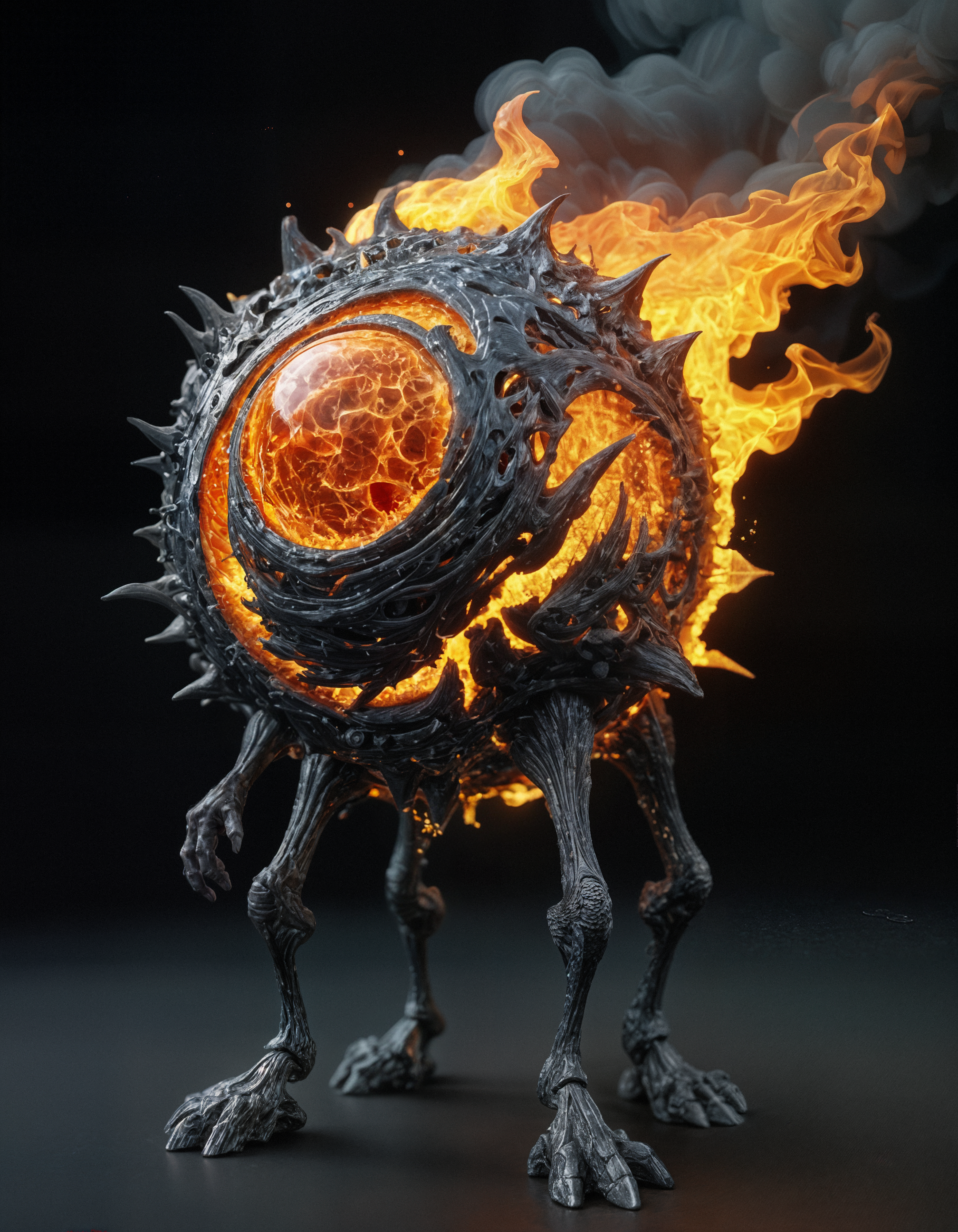 Fire Elemental Scorched Char Textural Melt-up, stochastic modeling Particles, create fourier optics, and fulfill the final Custom Kit