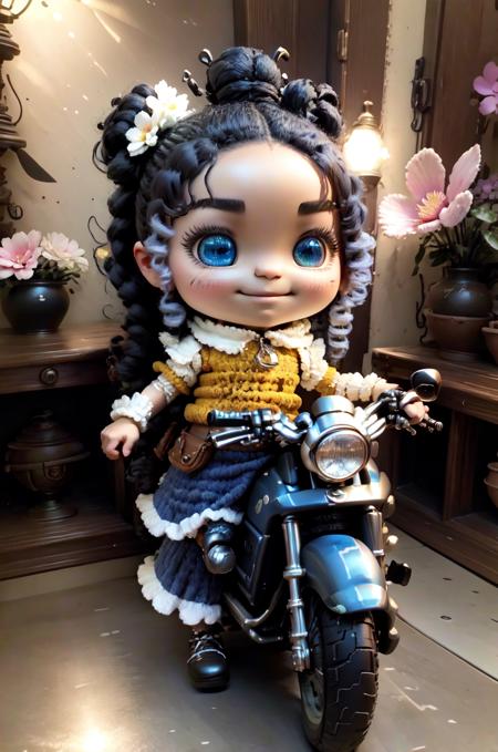 yarn,(masterpiece),(best quality),(ultra-detailed), (full body:1.2),hard rim lighting,((dramatic lighting)),sharp focus,, 1girl,(beautiful detailed face), (beautiful detailed eyes), chibi,cute,smile.
:<>,limited palette,ff gradient hair, fingerless gloves,hand on own stomach, layered skirt,x hair ornament,cane,ferris wheel,carousel,city,Gas tanks,Locks,Flower beds,Motorcycle seats,Boat rails,,