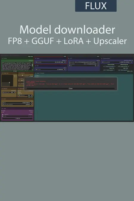 ComfyUI model file downloader FLUX | GGUF | CONTROLNET | UPSCALE