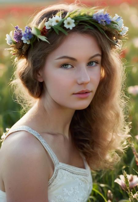 cinematic film still <lora:Susann_SDXL_v1.0-000004:1> 
Ethereal headshot, ohwx woman, sitting in a field of flowers, natural lighting, 2016, 8k, uhd, dslr, soft focus, floral crown, delicate features, glowing skin, in style of renown photographers Patrick Demarchelier, Ellen von Unwerth. . shallow depth of field, vignette, highly detailed, high budget, bokeh, cinemascope, moody, epic, gorgeous, film grain, grainy