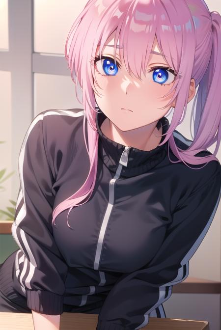 miyakoshikimori, <lyco:miyakoshikimori-lyco-nochekaiser:1>,
miyako shikimori, long hair, blue eyes, hair between eyes, pink hair,
BREAK long sleeves, jacket, white shirt, side ponytail, blue jacket, track jacket, track suit,
BREAK looking at viewer,
BREAK indoors, classroom,
BREAK <lyco:GoodHands-beta2:1>, (masterpiece:1.2), best quality, high resolution, unity 8k wallpaper, (illustration:0.8), (beautiful detailed eyes:1.6), extremely detailed face, perfect lighting, extremely detailed CG, (perfect hands, perfect anatomy),