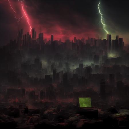 textless (weathercontrol:1) a digital painting of a city with lightning in the sky <lora:WeatherControl_LoraBooth:1>