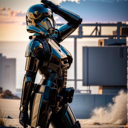 ((woman)) in deathtrooper suit is in a pinup pose<lora:DtrooperV01:0.8>, RAW photo, 8k uhd, dslr, soft lighting, high quality, film grain, Fujifilm XT3