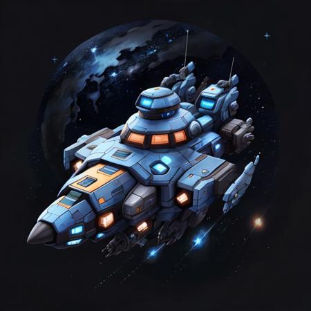 blue spaceship, starry background <lora:CuteSpaceship:1>