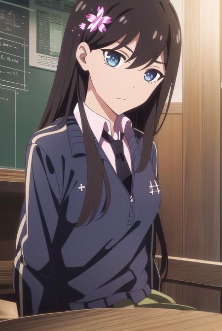 sunrong, <lyco:sunrong-lyco-nochekaiser:1>,
sun rong, long hair, black hair, hair ornament, ahoge, blue eyes, hair flower,
BREAK skirt, school uniform, jacket, pleated skirt, necktie, kneehighs,
BREAK looking at viewer,
BREAK indoors, classroom,
BREAK <lyco:GoodHands-beta2:1>, (masterpiece:1.2), best quality, high resolution, unity 8k wallpaper, (illustration:0.8), (beautiful detailed eyes:1.6), extremely detailed face, perfect lighting, extremely detailed CG, (perfect hands, perfect anatomy),