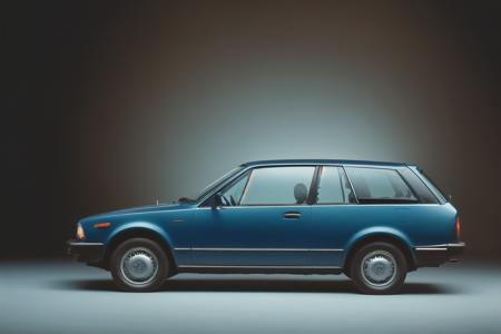 AutoStudio, (masterpiece, best quality, ultra-detailed), no humans, photo of a parked subcompact [Black:Blue:10] (((car))) in a studio, (([hardtop sedan:liftback:15])), [1980s:1990s:12], perspective, [alfa romeo:plymouth:12], tiled surface, amazing details, studio photo, fine details, studio light, signs, exhaust, (stunning, dramatic), (matted:0.3), optical illusion, exposure blend, adobe lightroom, (muted colors:0.65), highly detailed, delightful, sharp, (fantastic perfect art:0.6), (gloomy illumination, stunning, dramatic, completed artwork), (Norway:0.55), 4K, automobile, (bright light) <lora:AutoStudio:0.64>