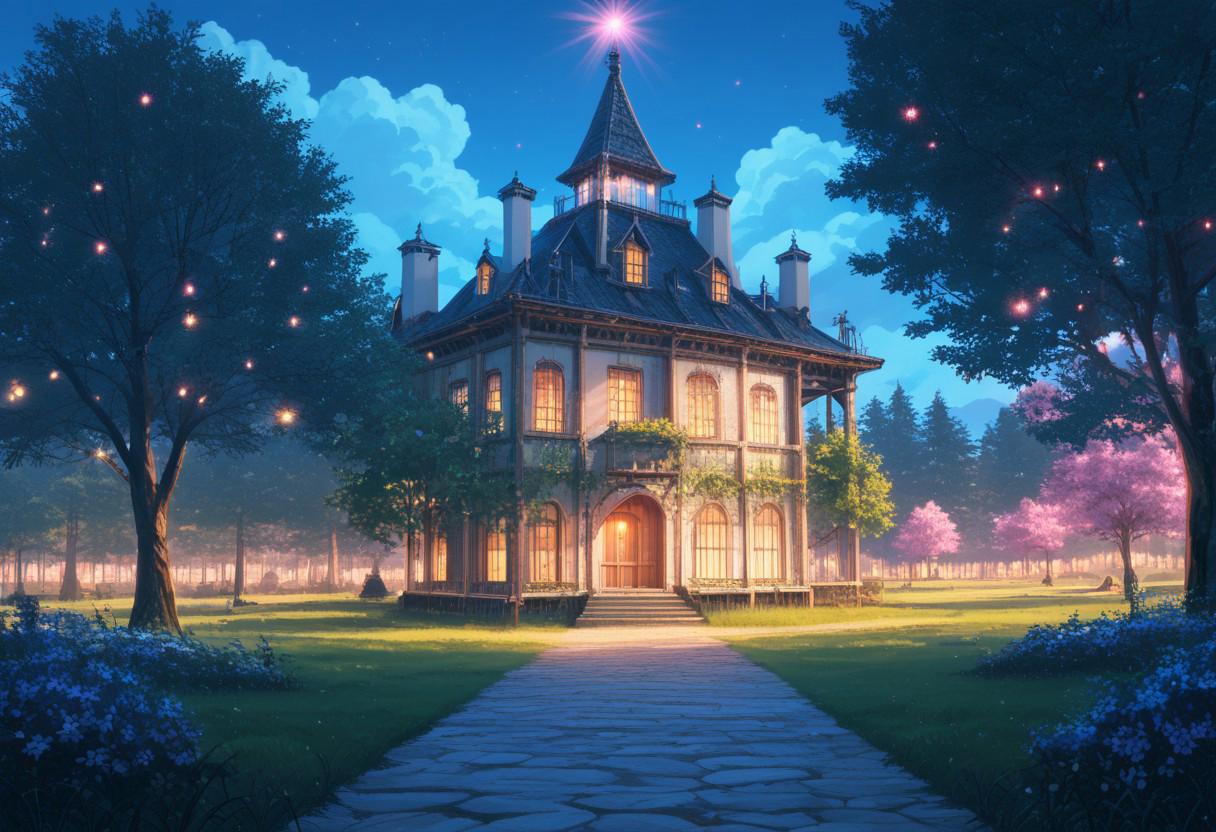 score_9, score_8_up, score_7_up, source_anime, best quality, masterpiece, ultra detailed, landscape, fantasy, city, giant trees, treehouses, glowing lanterns, cozy atmosphere, enchanted streets, warm twilight, gentle breeze, vibrant flowers, breathtaking background, magical sanctuary, adventurous journey