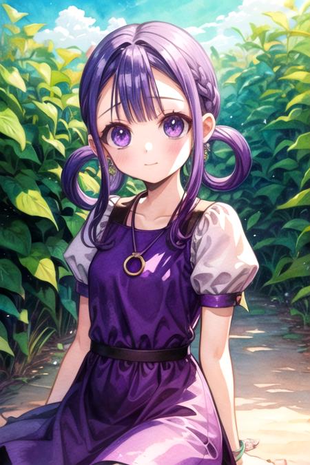 aoi_akane purple hair purple eyes long hair hair rings