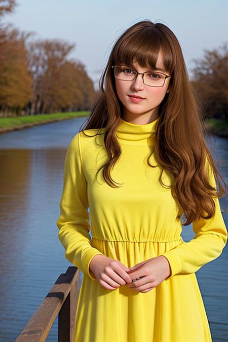 a photo of AM167_Vika,
25 years old woman in (thick frame glasses) weared (long-sleeve high neck dress:1.2)
walking along the riverbank in the city, 
soft light, golden hour, cheerful mood, shoulder shot, close up, 
4k textures, natural skin texture, skin pores, adobe lightroom, photolab, intricate, highly detailed, sharp focus, professional photo, insane details, intricate details, hyperdetailed, hyperrealistic