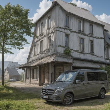Mercedes-Benz on the German countryside, sunny day, add detail, godrays, hdr, uhd, 4k