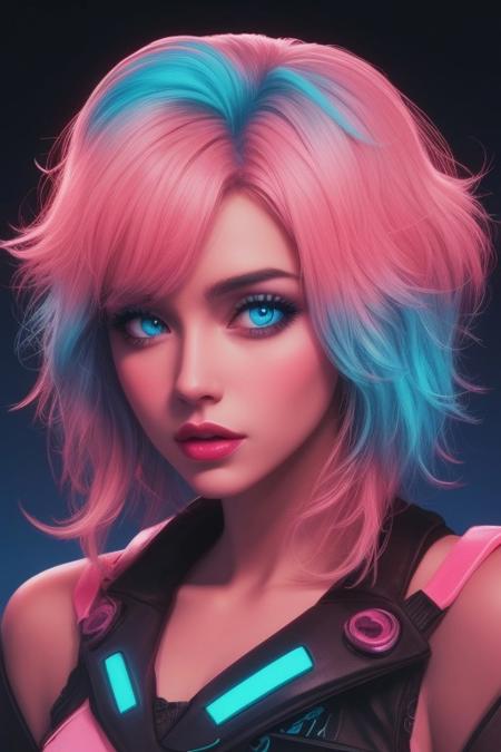 gorgeous neon diamond, pink, blue, neon, Synthwave,