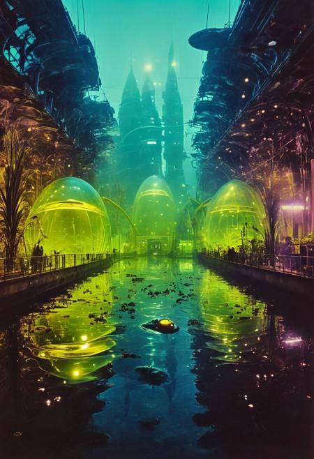 ()Hyoer Realistic:2.0)Polaroid picture 
an image of 
Atlantis, a vibrant underwater city teeming with life, illuminated by glowing bioluminescent plants. Futuristic submarines dock at the city's central hub, surrounded by towering structures and bustling streets. Inhabitants in advanced diving suits move about, interacting with each other and the city's advanced technology. The atmosphere is one of wonder and discovery, with schools of exotic fish swimming through the city's transparent domes.