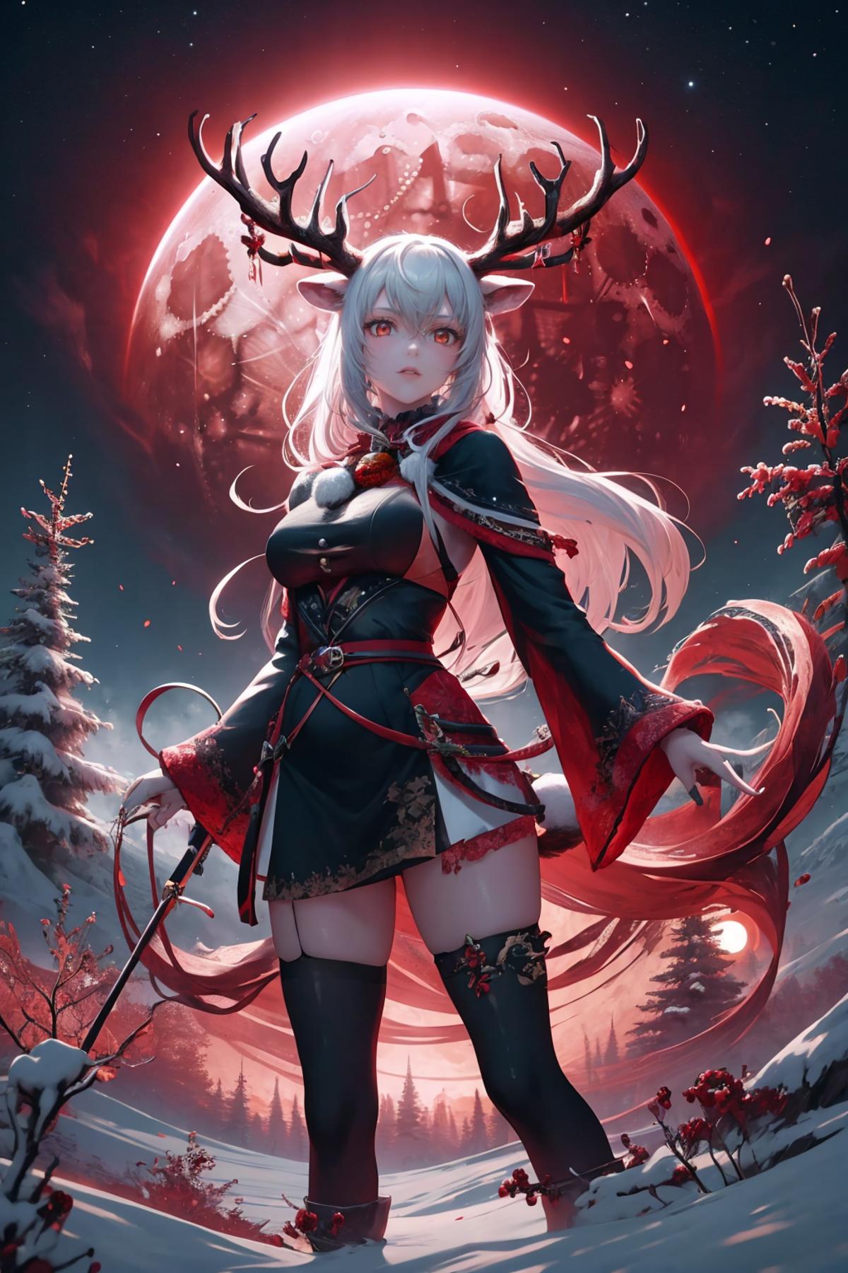 Red Moon Reindeer (Style/Concept) LoRA image by richyrich515