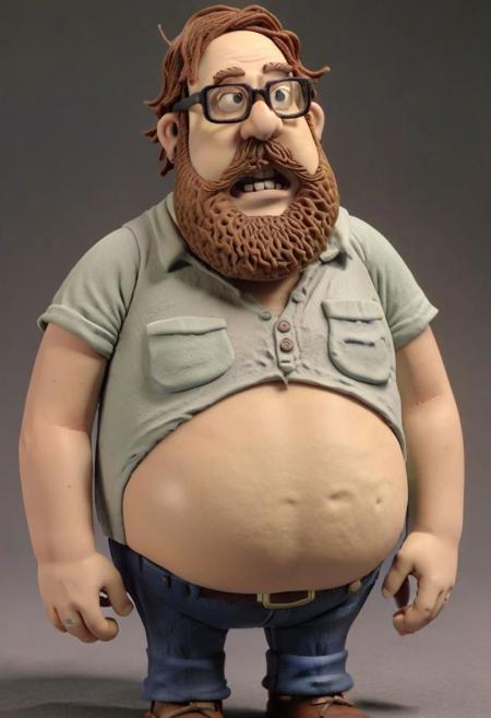 claymation,  chubby man with glasses and a beard, <lora:CLAYMATE_V2.03_:1>