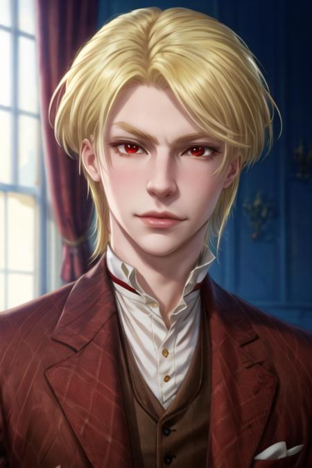 william_james_moriarty blonde hair red eyes