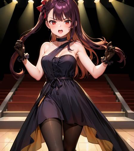 <lora:Wa2k:1>,
1girl,Wa2k,black dress, bare shoulders,pantyhose,ribbon,choker,gloves,ballroom,stage