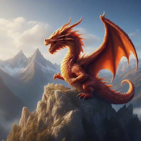 DFC dragon in a mountain , best quality