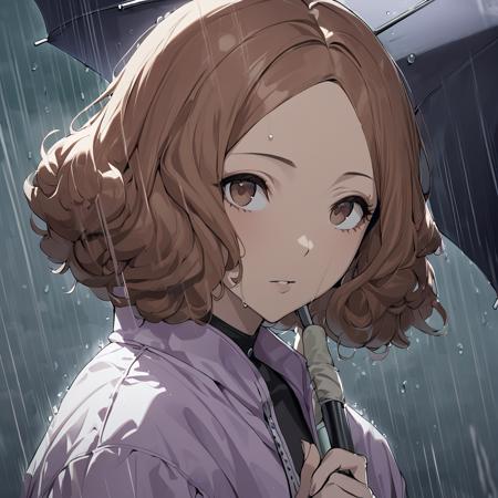 1girl, okumura haru, umbrella, in rain, looking at viewer, masterpiece, latest, best quality, latest <lora:haru_xl_a3-000024:1>