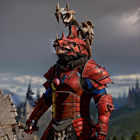 queek, aggressive look, detailed facial features, castle ruins in the background, wearing armor,  toned, full-length photo, helm, 70mm lens, symmetrical,posing, monster,(small red areolas:1.2), athletic, sharp, textured skin, perfect body,  1boy, realistic, detailed, slim, (perfect fingers:1.2), amused,  photographed by a Nikon Z7 II Camera,(high detailed skin:1.2),8k uhd,     <lora:QueekV2:0.8>