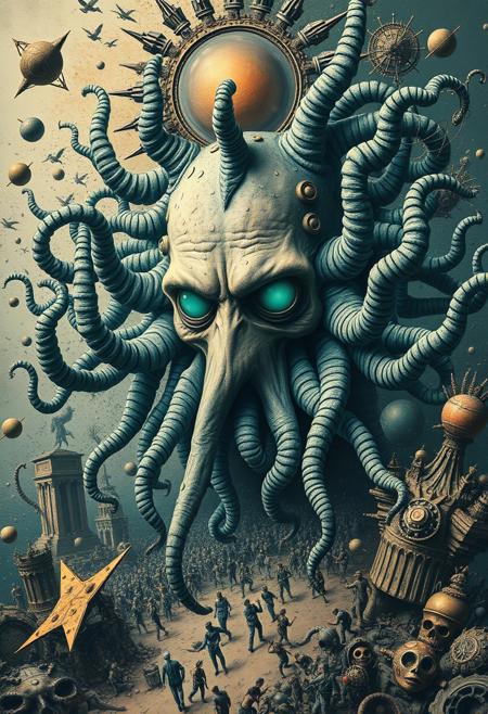 "salvadore dali, octocore, fusepunk, petrol colored, tuba, illusion,  limitless, pale, chaotic, ultra detailed, cinematic  "
