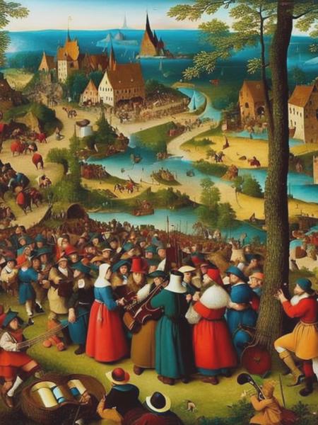 <lyco:JanBrueghel:1.0> music festival in the style of Pieter Bruegel