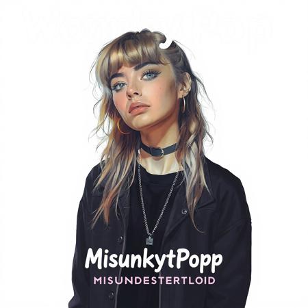high quality design aesthetics, detailed, hip hop, alternative pop, pop album cover, young white woman, artist name "WonkyPop", album title "Misunderstood"