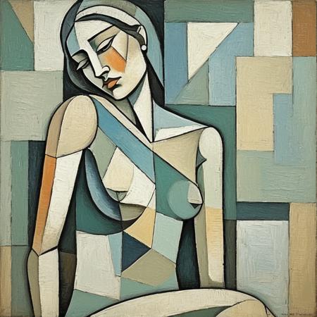 Picasso cubism art of a woman,subtle colors, minimalist, faint, kuxhna,  <lora:kuhana_juggerX_xl_2_wocap_merger_77_121_132_02_05_03-kuxhna:1>