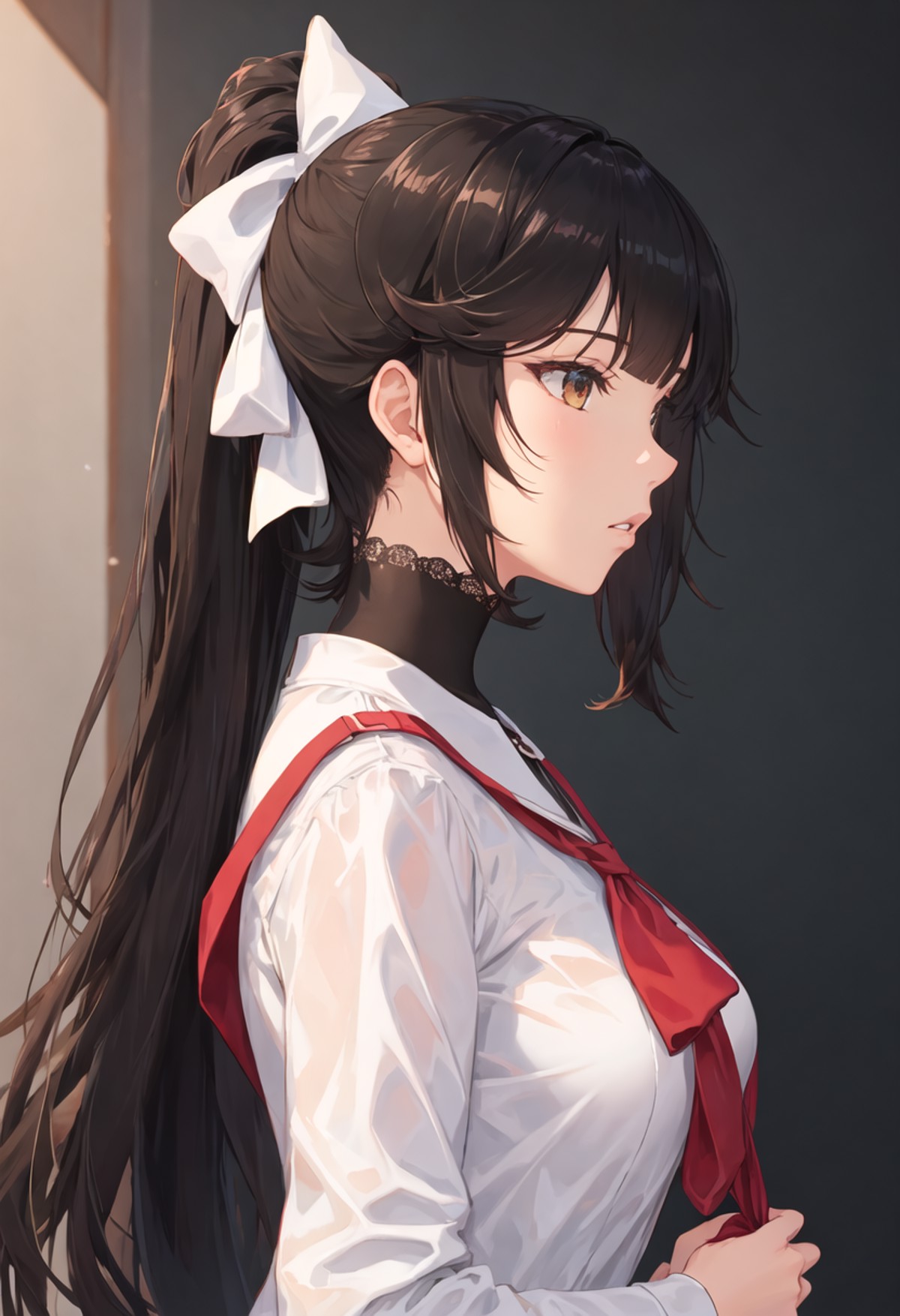 {safe:1.10}, best quality, masterpiece, highres, solo, {takao_azurlane:0.90}, profile, from_side, upper_body