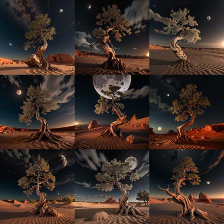 realistic, RAW,8K,4K
tree, dead pine tree,
strange shape,
strong trunk,
(no leaves:2),
Sand and stone,rock,dirt ground,grass,cliff,mars
outside, night sky,moon,cloud,mountain,
wind,    <lora:Bonsaitree:0.4>