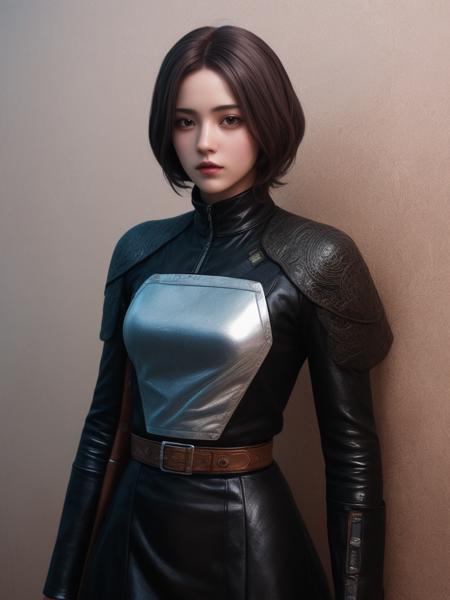 caustics, wallpaper, Solarpunk Art, well-built girl, she is Friendly, as Cosplayer Rogue, ð, Painting, Silver and dark pastel hairstyle, overlapping compositions, lots of details, <lora:detail_slider_v4:2>