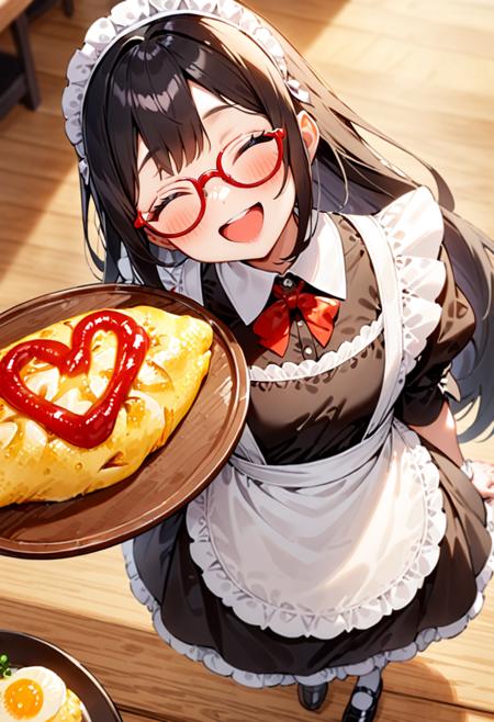 オムライス❤ Draw a heart with ketchup on top of omurice. SDXL SDXL_V1