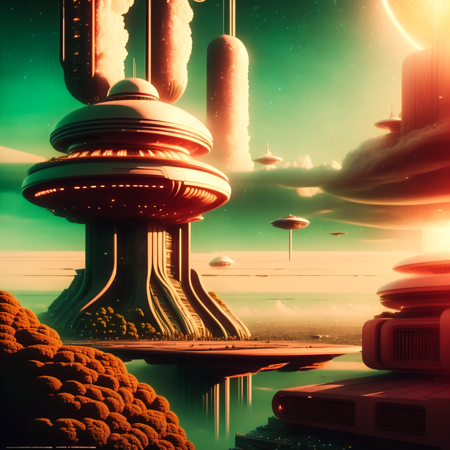 photo, an artist's rendering of a futuristic city in a sci - fi world