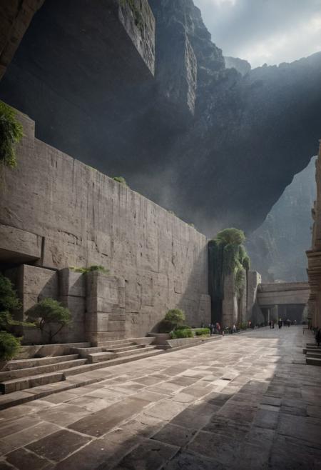 (POV view , DOF, first people view from the entrance, low angle shot:1.4), in haevy rain,
(Ancient civilization, Alien Prometheus movie scene, dune movie scene:1.5), (The colonial city of the future, in the mist-filled Grand Canyon, on an unknown Earth-like planet, 2 moon on sky, Spaceship flight connects colonies, waterfulls:1.3), (Machu Picchu, a mountain settlement, incredibly spectacular:1.2), (Mario Botta:1.3), (avant-garde, future, reality, science fiction, photorealistic), (modern architecture:1.2), White limestone and black granite, fountain, waterfall, landmark, square, path, narrow street,
(Large Files, Ultra Realistic, 8K, 16k, FHD, HD, VFX, Perfect, Photography, composition, Architecture Sales Photography, Architecture Competition, Ultra High Resolution, Cinematography, High Resolution Image:1.1), (dramatic lighting, direct sunlight, ray tracing, clear shadow:1.2),  (real landscape:1.1), (blurred background:1.0), (urban background, more_details) ,
extremely detailed, hillscastel, great lighting, MInimalist Style House