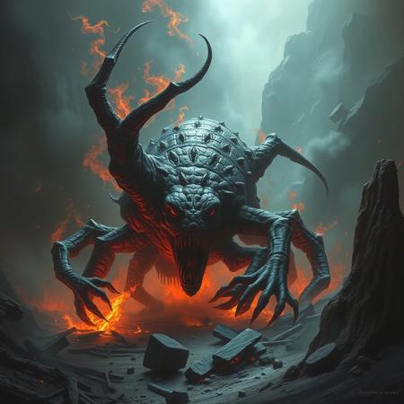 Destruction incarnate. The creature crawls from nothingness into reality
