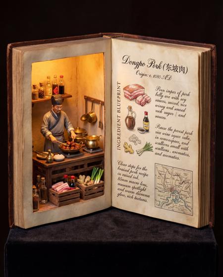 A glowing 3D cookbook & turn your favorite dishes into ingredient specimen photography v1.0