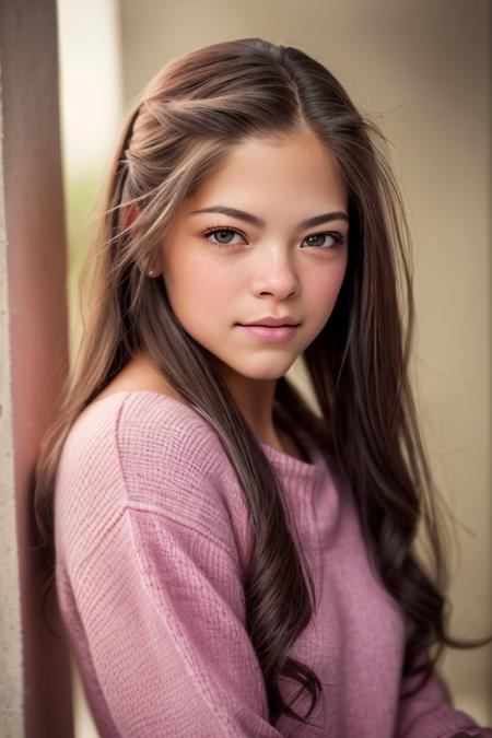 masterpiece, best quality, (((photographic, photo, photogenic))), ((cute, pretty, beautiful, sexy)), (detailed face, detailed nose) 30 years old woman embedding:Kristen_Kreuk-1-4000 ((looking at viewer)), long hair, (pullover), armpits, camera f1.6 lens, rich colors, hyper realistic, lifelike texture, dramatic lighting