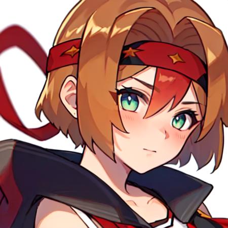 (masterpiece, top quality, best quality, beautiful, and aesthetic:1.2) yukimur4, short hair, brown hair, 1girl, portrait shot, posing, slight smile, looking at viewer, headband, jacket on shoulders, simple background, white background, <lora:yukimur4-000020:.8>