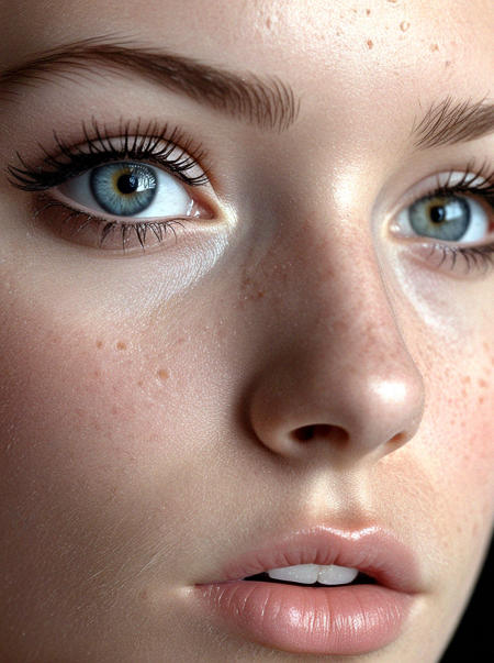 extreme close up of girl's eyes, (tears in eyes, tears running down, teary eyes:1.3), (viewer visible in eyes reflection:1.2), two detailed dark eyes, pupil, lashes, mono lid, K-beauty makeup, skin pores, clean skin, smooth skin, feminine, female, make up, running mascara, smeared mascara, eye shadow, freckles, sharp detail, Cinematic, Movie Still, Skin Details, <lora:NuclearPolaroid1:0.5>, nkplr0