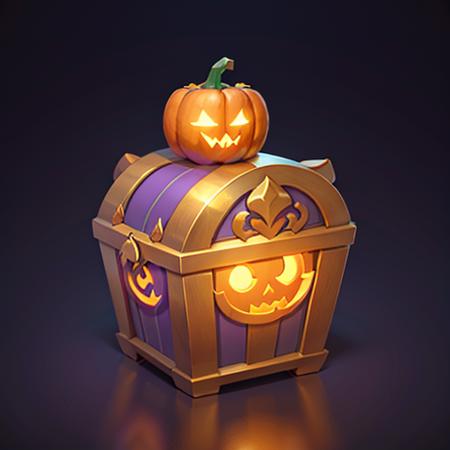 best qualitysymmetry, hason_chest_v1.0,Pumpkin, Halloween, pumpkin head, cane man, ghost, tangerine, purple,bright,golden