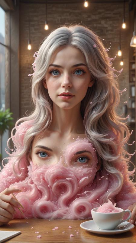 <lora:CottonCandyStyleSDXL:0.6>CottonCandyStyle Amber and Vermilion , cassandra cain as a college student, studying in a cafe, bokeh, beautiful face!!!!, 2 7 years old, cg animation, lifelike, animated, realistic, character select portrait, by artgerm, greg rutkowski, alphonse mucha, 3 d, xraye1, xrayeffect, <lora:xrayeffect:0.6>